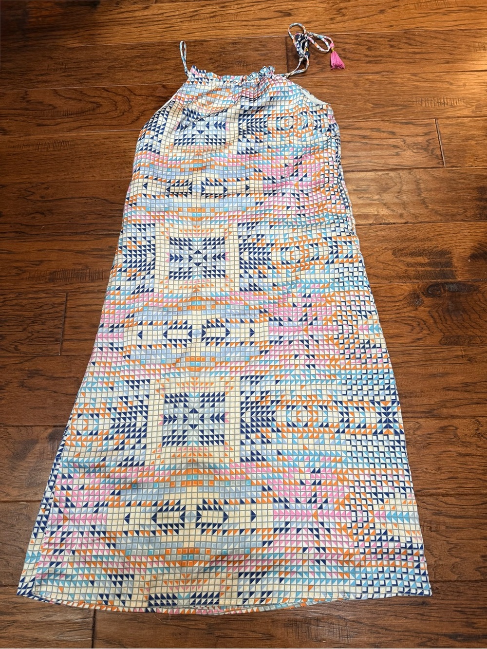 THML XS Geometric Print Tassel Tie Sleeveless Maxi Dress Boho Festival. Lined - Picture 9 of 12